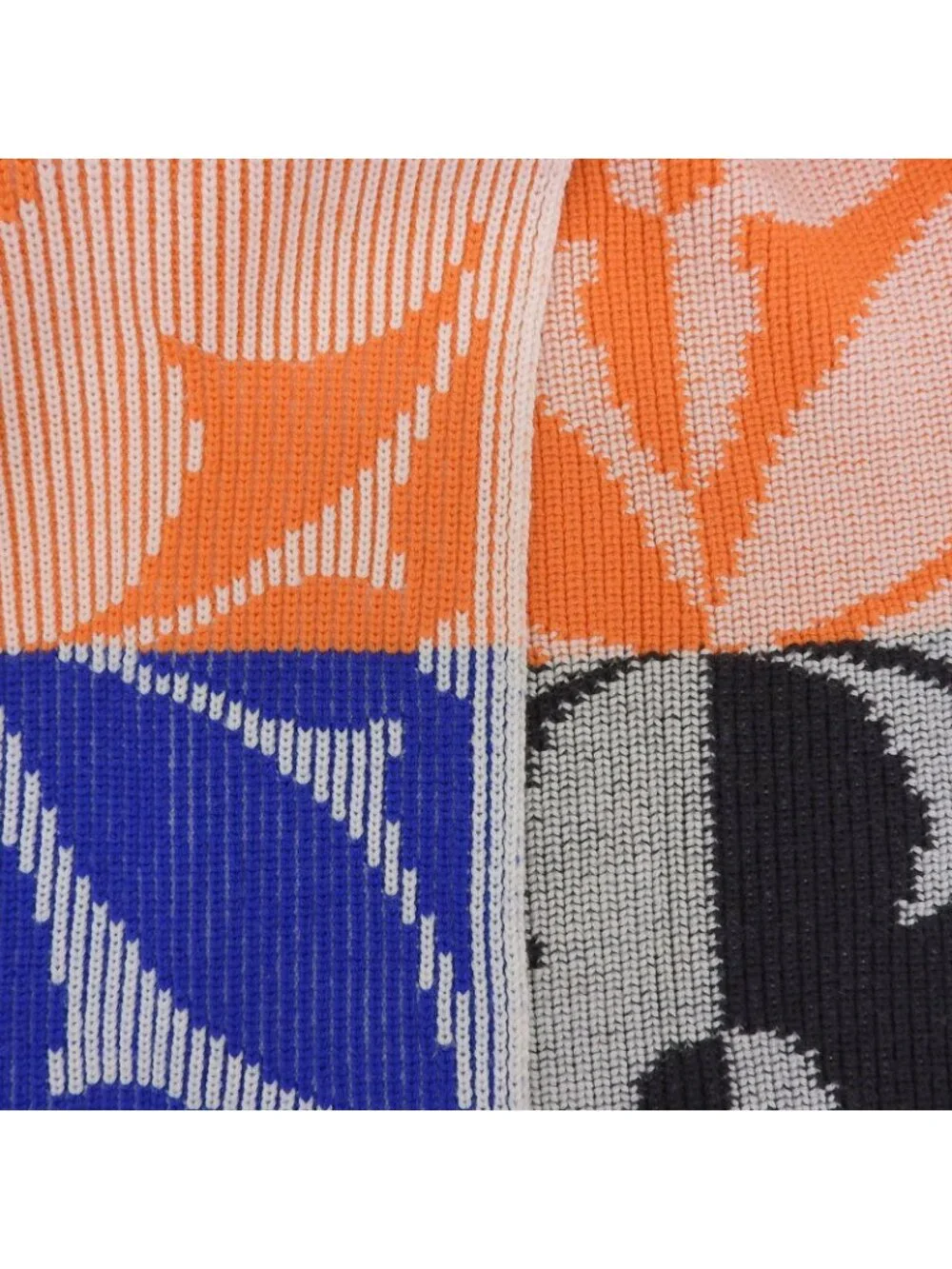 Louis Vuitton Echarpe Rib Flower Wool 100% Knit Shawl Scarf Multi Sweater